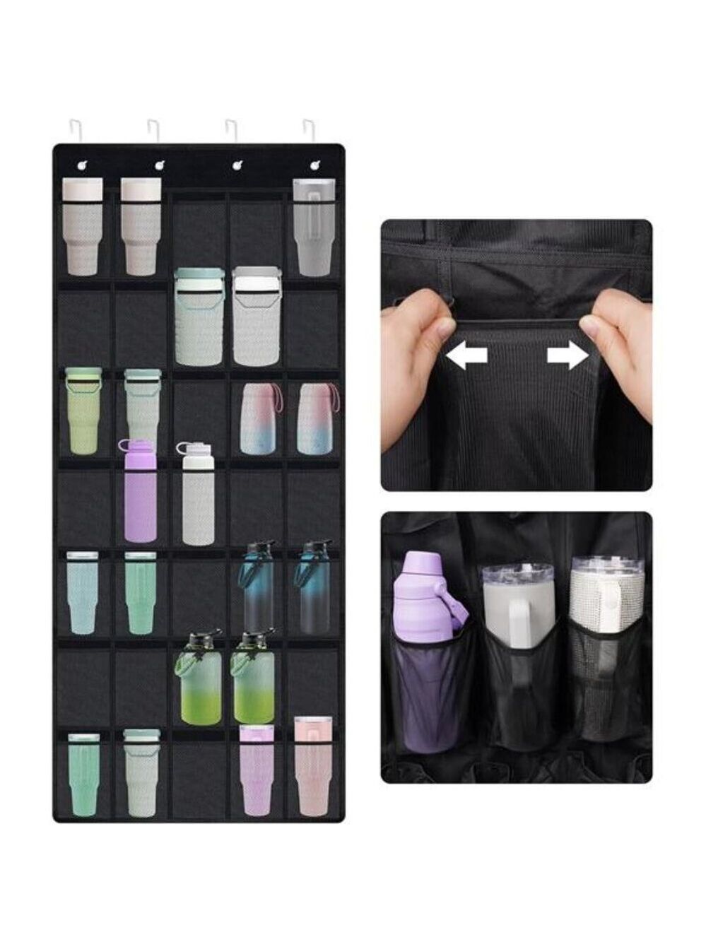 Door Hanging Organizer 35 Pocket Cup Holder Storage Rack Water Bottle Organizer